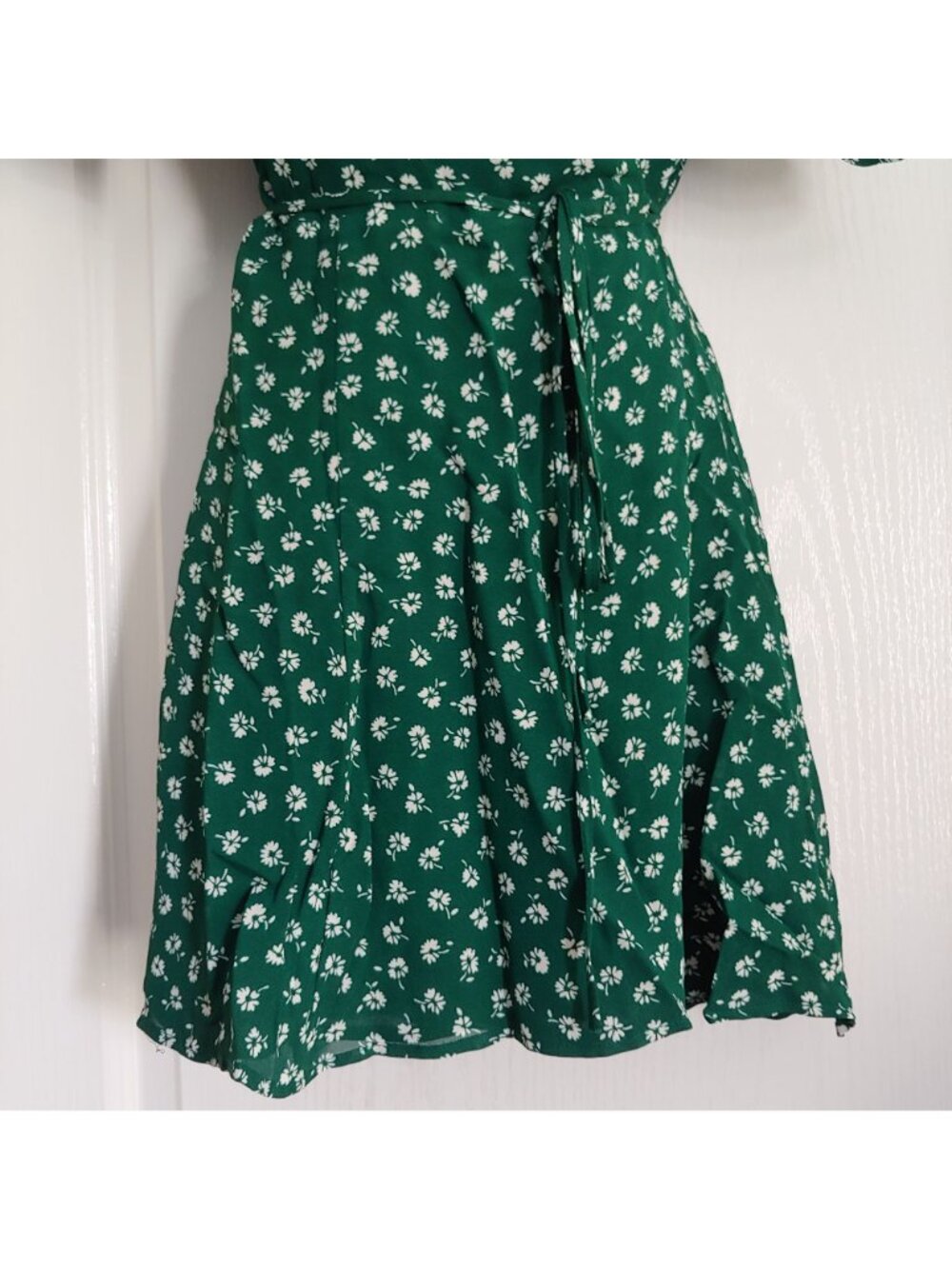 Reformation Green Floral Wrap Mini Dress Cottagecore Romantic Boho Date Night - Picture 4 of 9